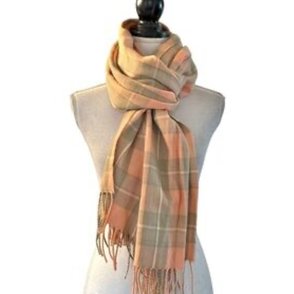 J. Crew Plaid Scarf in Peach and Beige